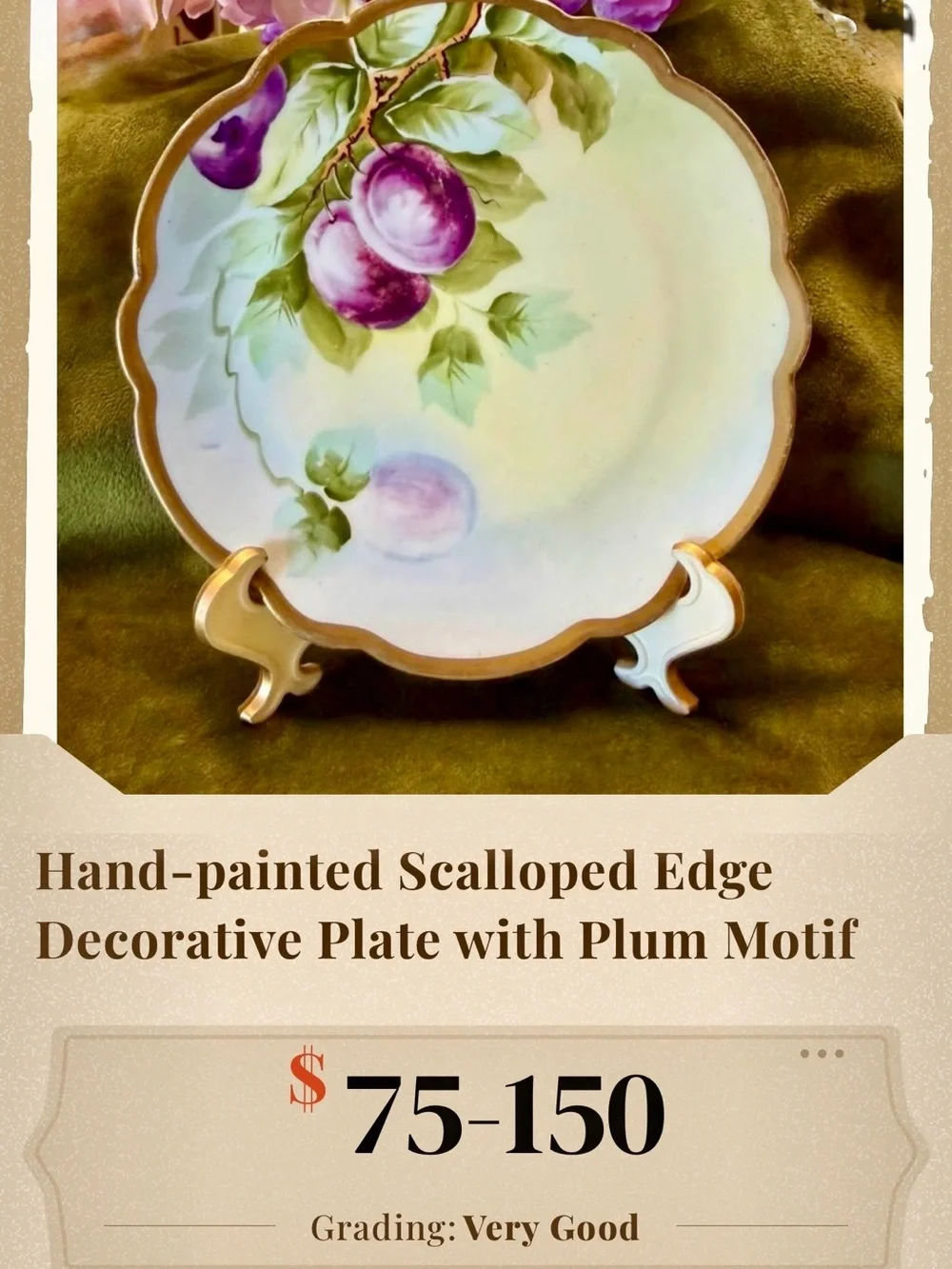Antique Porcelain Plate Vienna Floral Hand Painted Chinaware Limoges,France